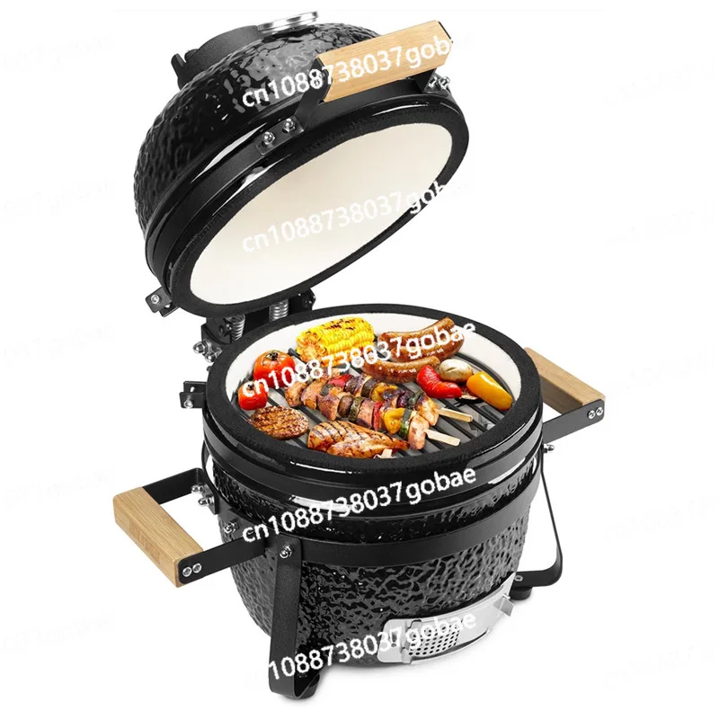 Outdoor Grill Bbq Smoke Grill Round Ceramic Stew Grill American Outdoor Pizza