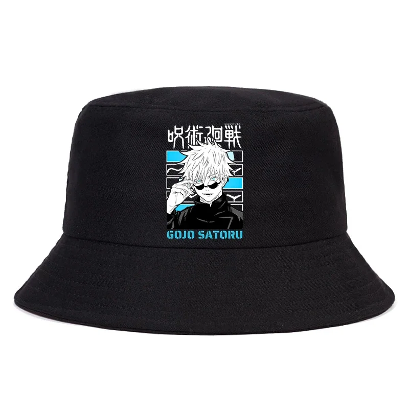 Gojo Satoru Anime Jujutsu Kaisen Summer Hat Women Men Panama Bucket Cap The Design Flat Visor hat Harajuku Fisherman hat