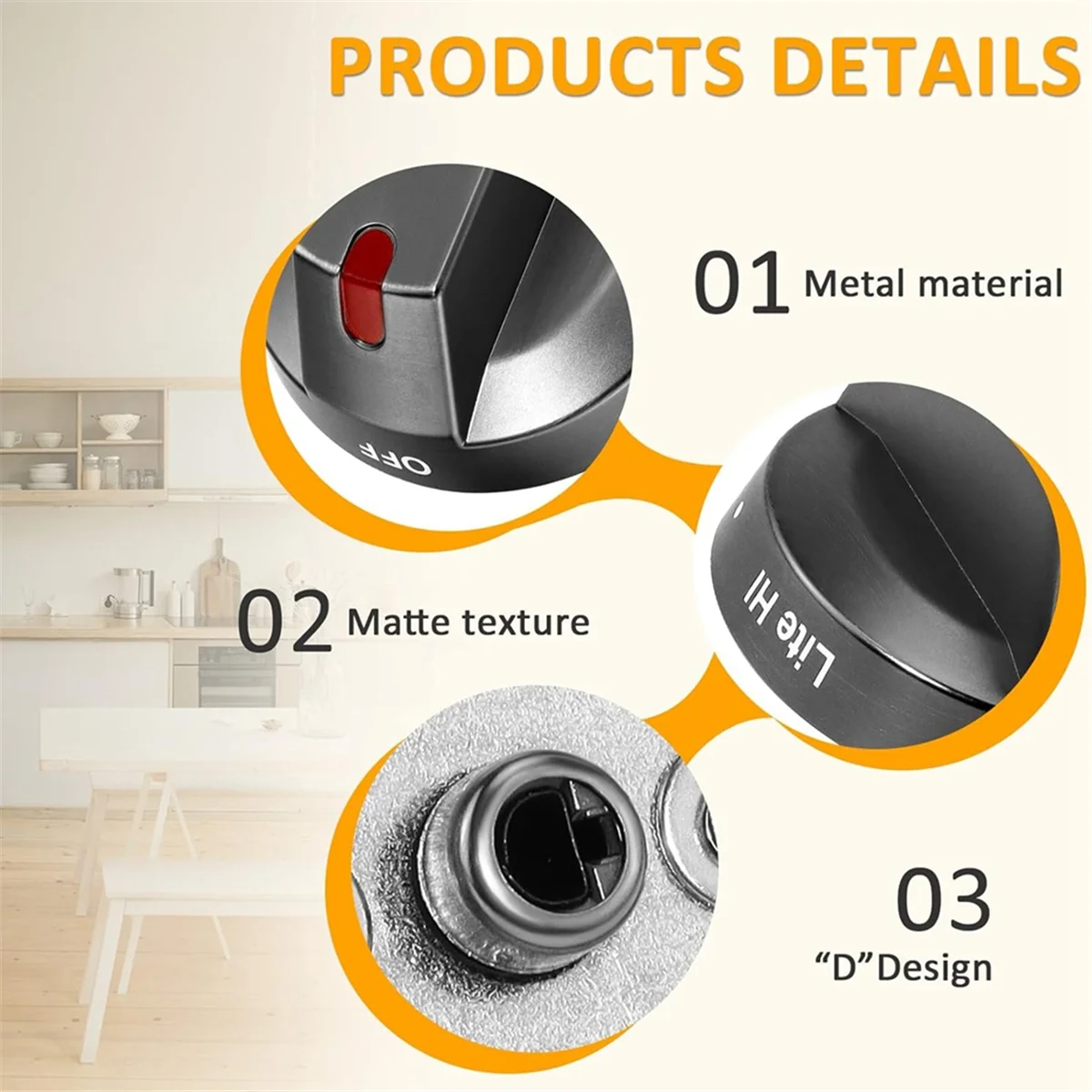 A53TT 5Packs DG64-00473B Stove Gas Range Knobs for Samsung Oven Knobs Replacements