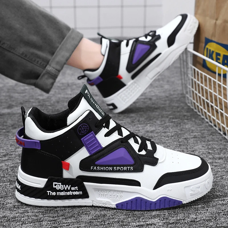 2024 Men's Casual Sneakers High Quality Comfortable High Top Vulcanized Shoes Trendy Student All-match Platform Shoes Botines