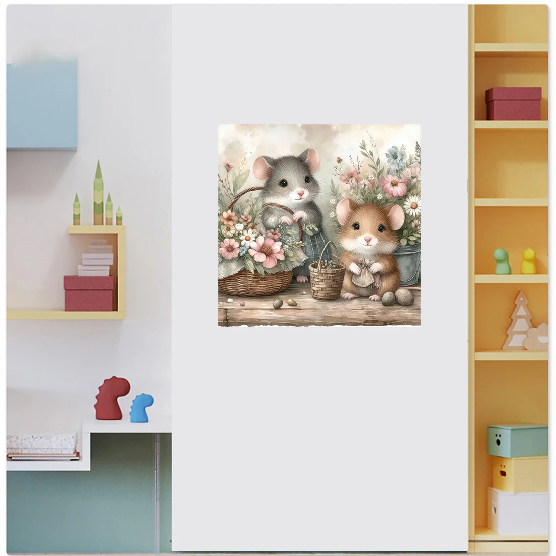 Three Ratels QMH55 Cute little mouse cartoon animal poster for room decoration bathroom tiles waterproof self-adhesive