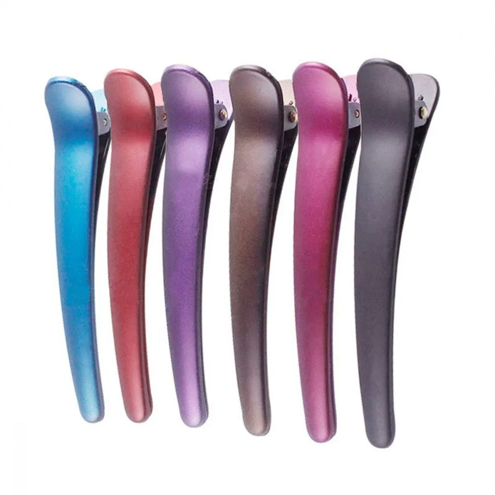8 Pcs Pearlescent Alligator Hair Clips (4 Pairs Total), Matte Shimmer Curved Duckbill Hair Barrettes, Non Slip Wide Sectioning Hair Pins for Women Girls Salon Hair Styling Makeup Face Washing