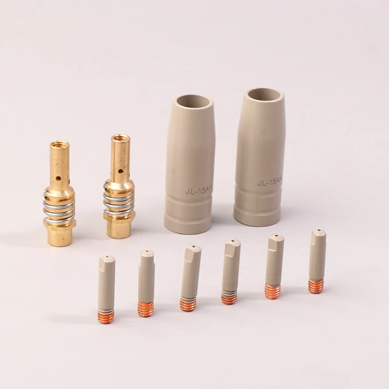 0.8/1.0/1.2mm MIG Torch Gas Nozzle Tip Holder Protection Parts 15AK Welding Torch New Coating Protection Nozzle 9Pcs