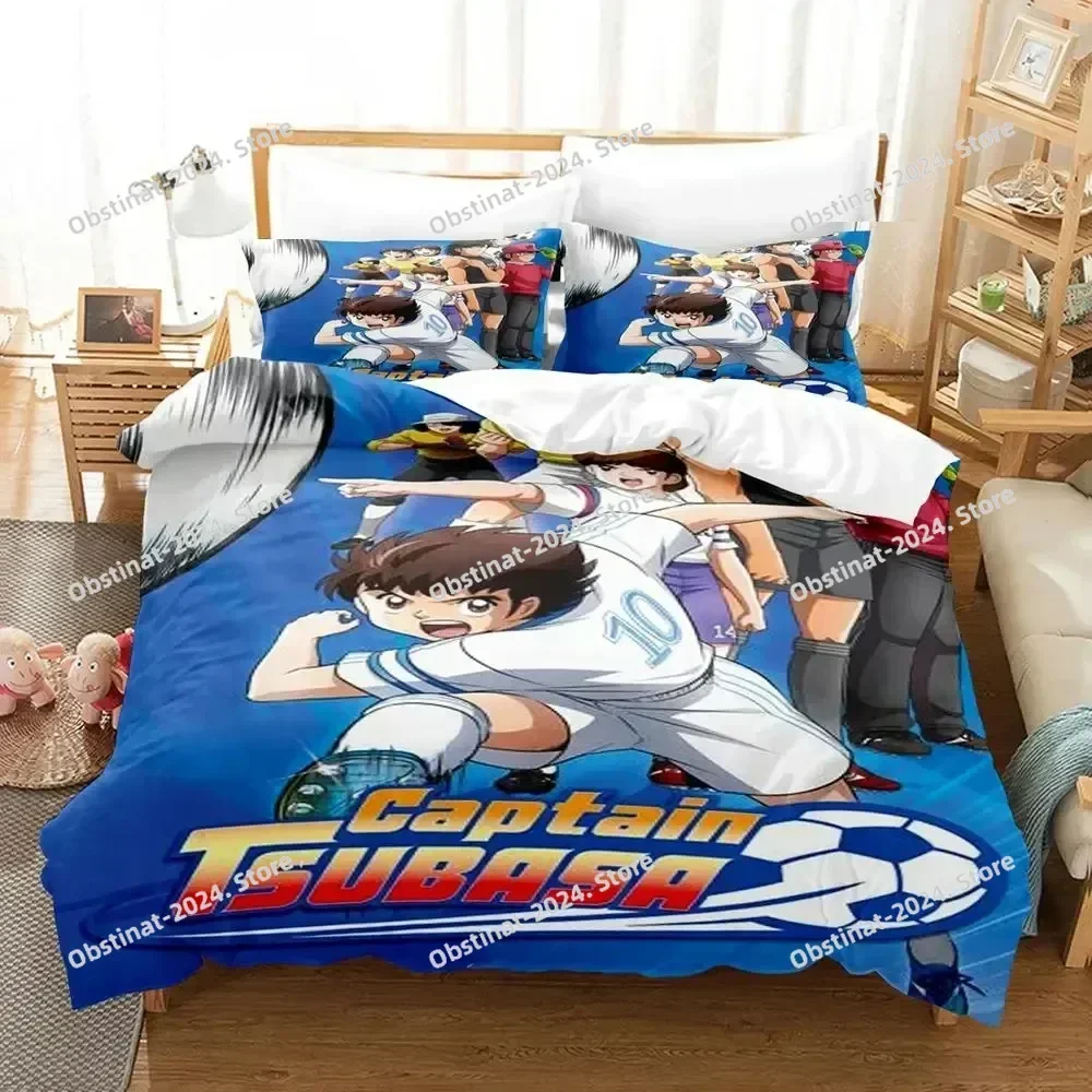 Anime Captain Tsubasa Bedding Set Printed With Pillowcase Bed Duvet Cover Soft Single Double Queen Super King Size Kids Adult