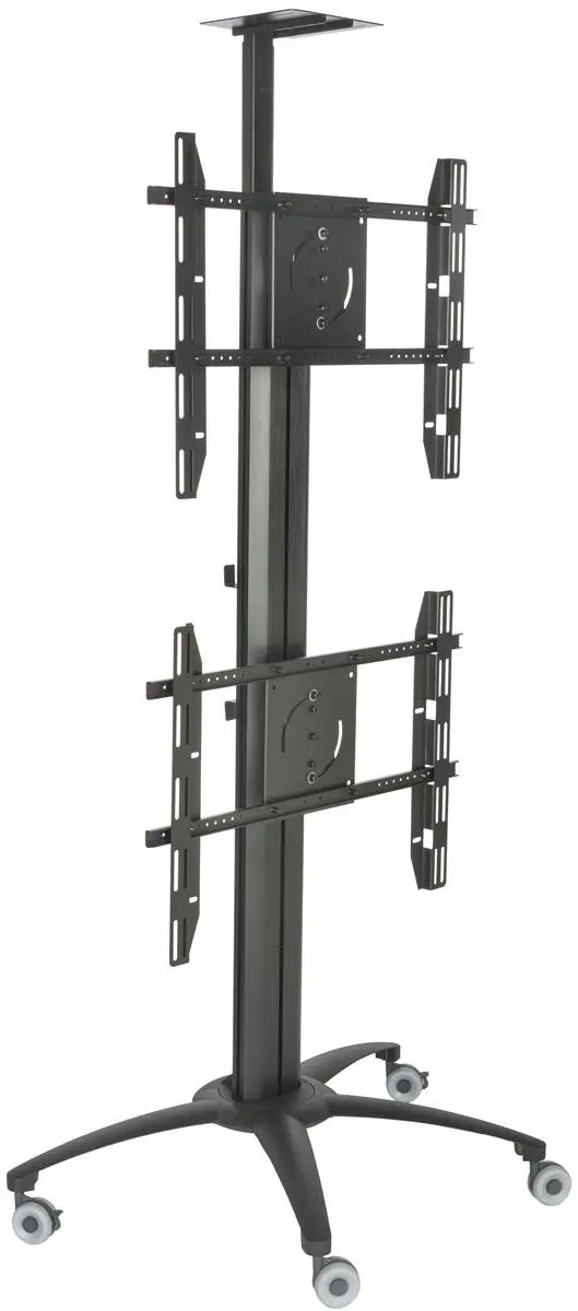 Dual TV Stand For 2 Screens, Floor Standing Mount With Adjustable Height, Office & Retail Display, Customized