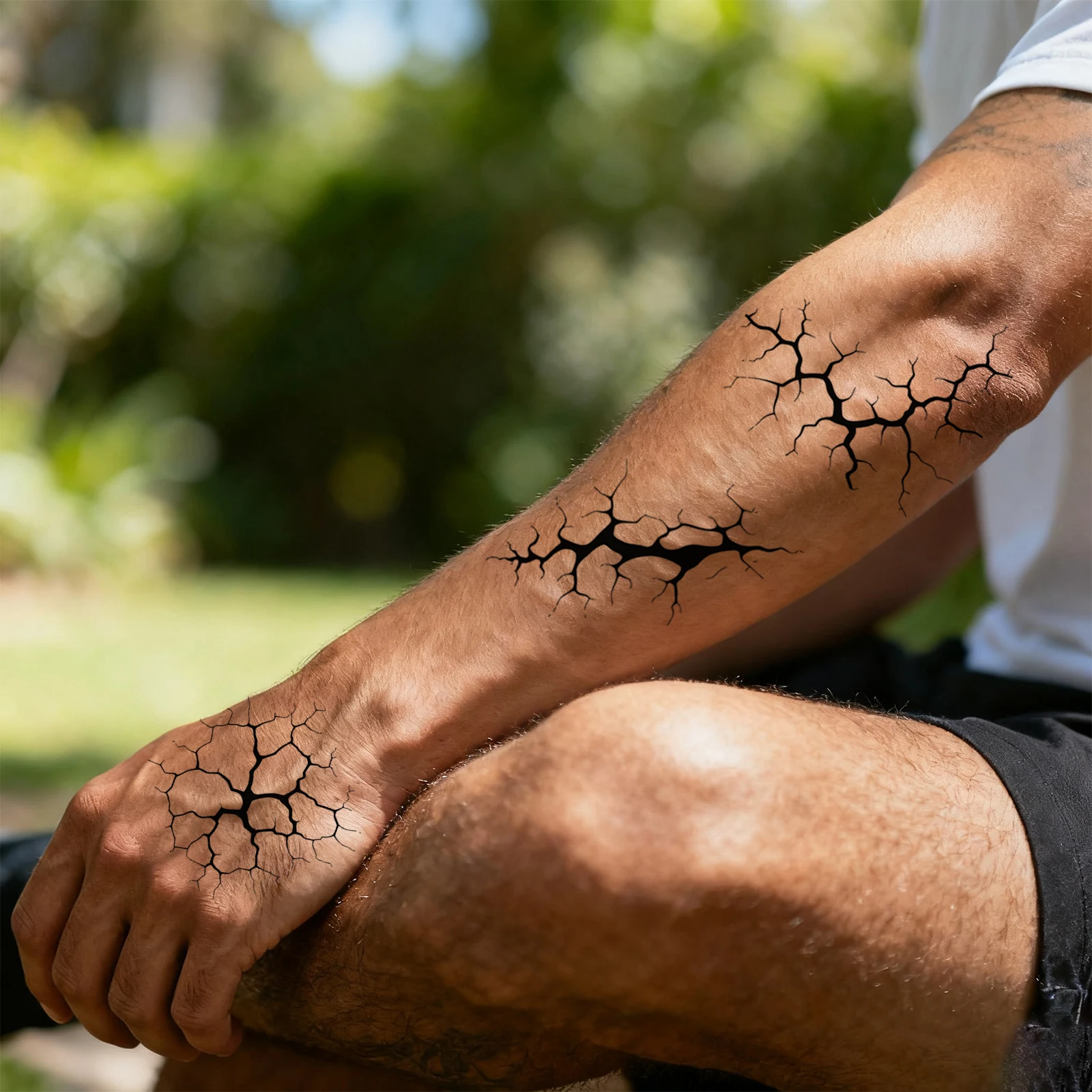 1 Sheet Arm Black Lightning Tattoo Sticker Waterproof Lasting Temporary Tattoo