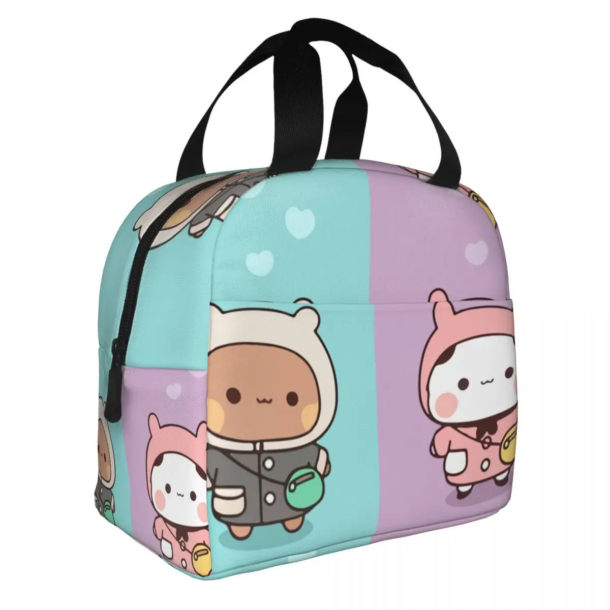 Dudu Bubu Mochi Peach Cat Funny Thermal Insulated Lunch Bag Women Panda Bear Hug Resuable Lunch Tote for Multifunction Food Box