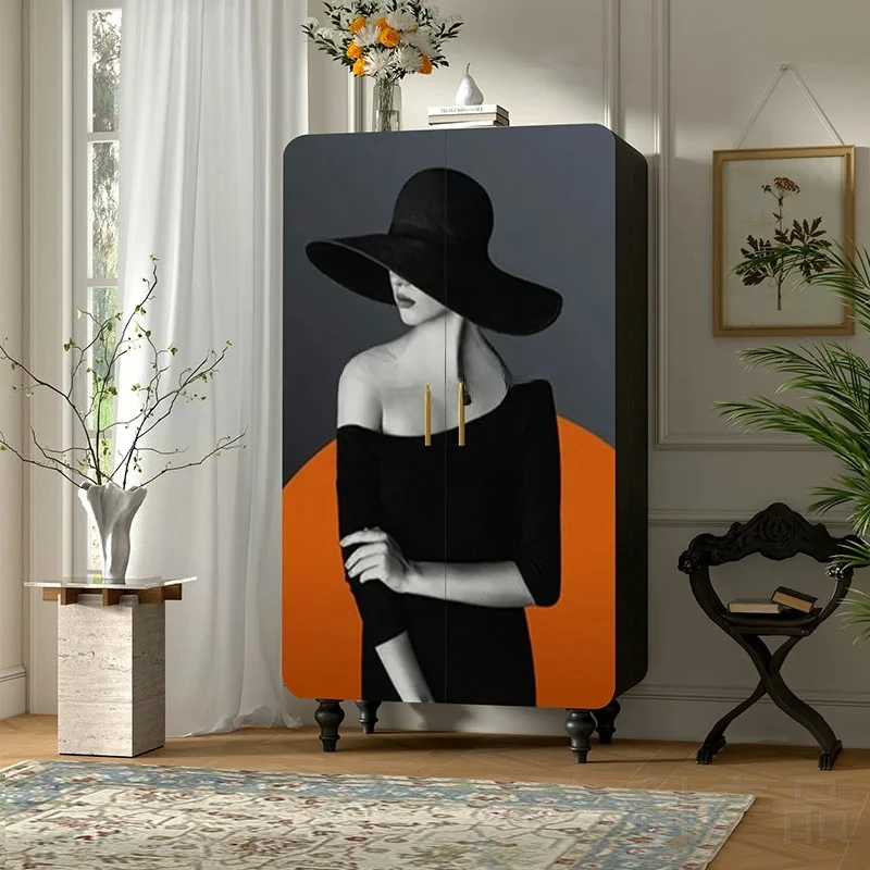 

Современный светлый роскошный шкаф из цельного дерева для спальни, ретро шкаф для хранения, украшение дома, независимый шкаф