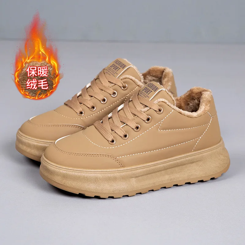 2025 nuevas botas de nieve de plataforma forradas de felpa de invierno para mujer, zapatos cálidos de suela gruesa antideslizantes, zapatillas informales versátiles para todo tipo de clima