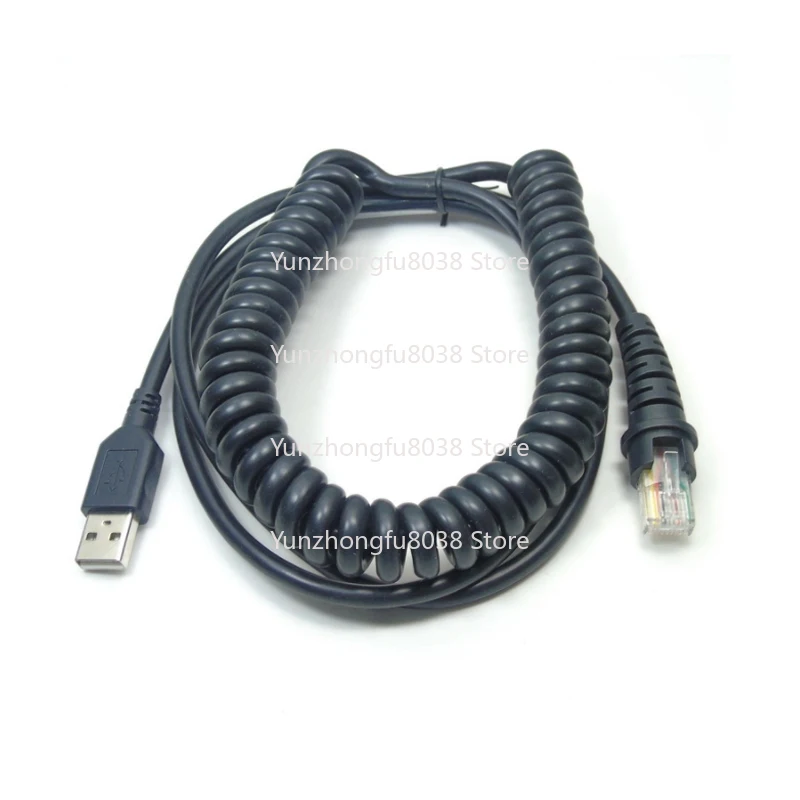 3 M Retractable Helix Spring Coiled Micro USB Male To RJ45 Barcode Scanner Cable Pure Copper for 3800G 4600G 3820 PC
