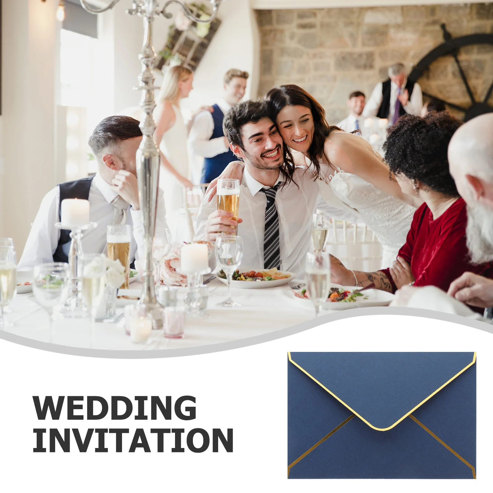 50 個ゴールドトリム封筒多機能結婚式招待状ブランクカードパーティーフェスティバル装飾招待状封筒