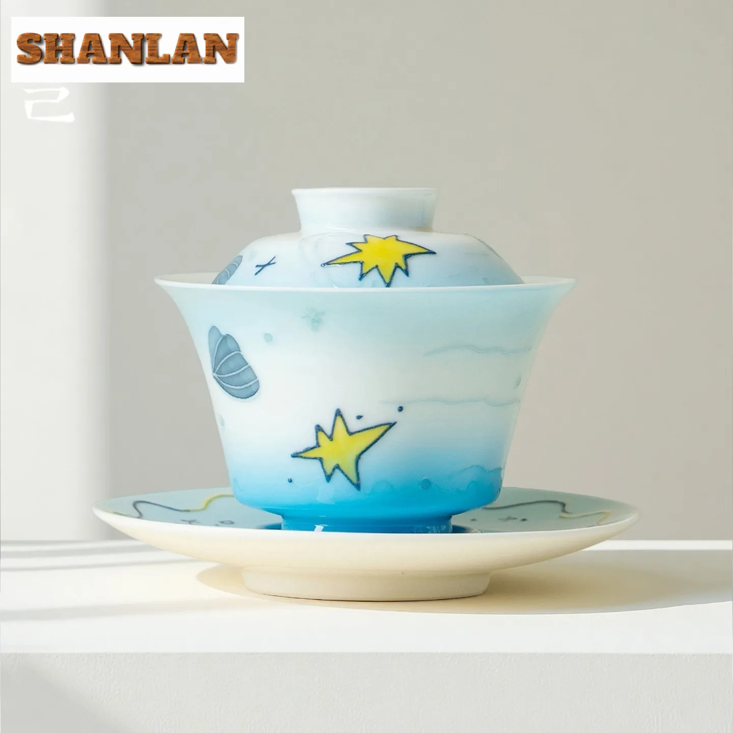

135 мл ручная роспись подводный мир Gaiwan Zen чайная вареная чайная чаша с крышкой комплект чайник крышка чаша коллекция чайных церемоний