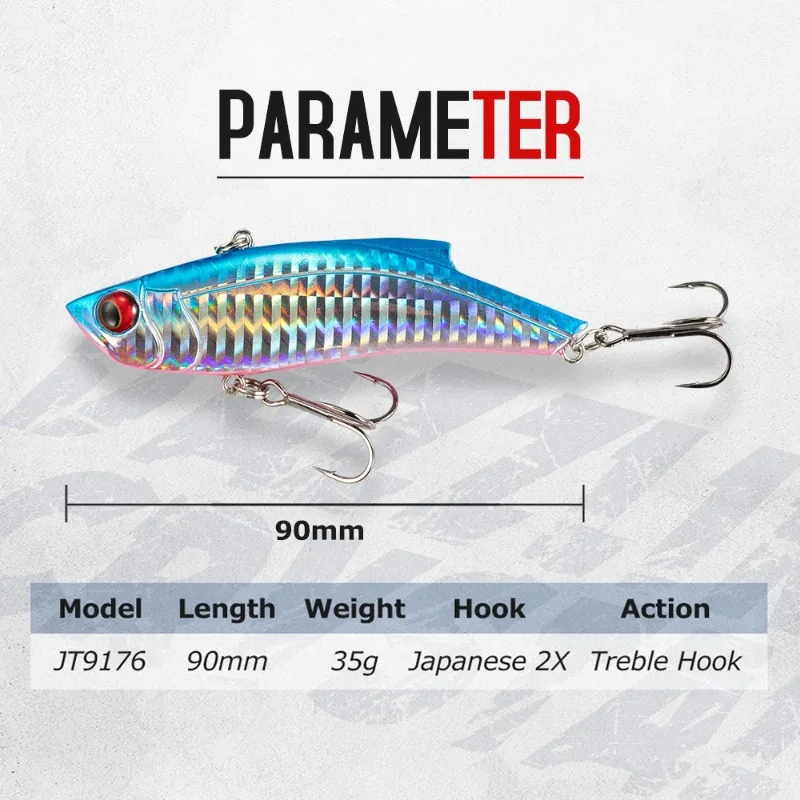 

2pcs Sinking Vibration VIB9cm/35g Fishing Lures Trolling Hard Bait Swimbait Wobbler Crankbait Bass Carp Pike Fishing Tackle