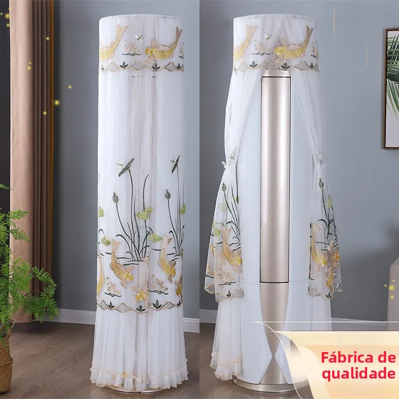 新型円筒形エアコンカバー-刺繍入りスタンドアップスタイル-洗濯機用防塵カバー-取り外し不要