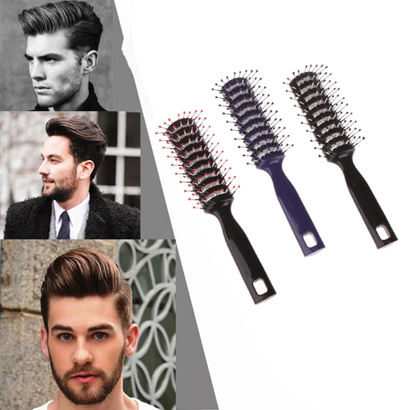 

Men Plastic Vent Hair Brush Comb Anti-Static Massage Hair Care Ribs Comb Back Hair Curly Hair Styling Salon Ribs Nine-Row Comb