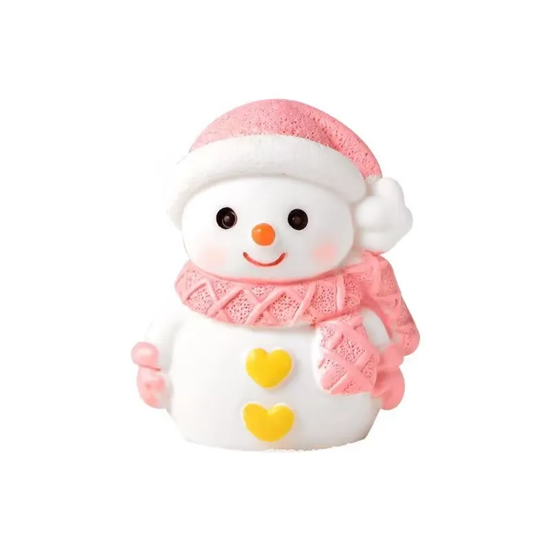 Cartoon Pink Blue Snowman Action Toy Figures Micro-landscape Gardening Landscaping Doll