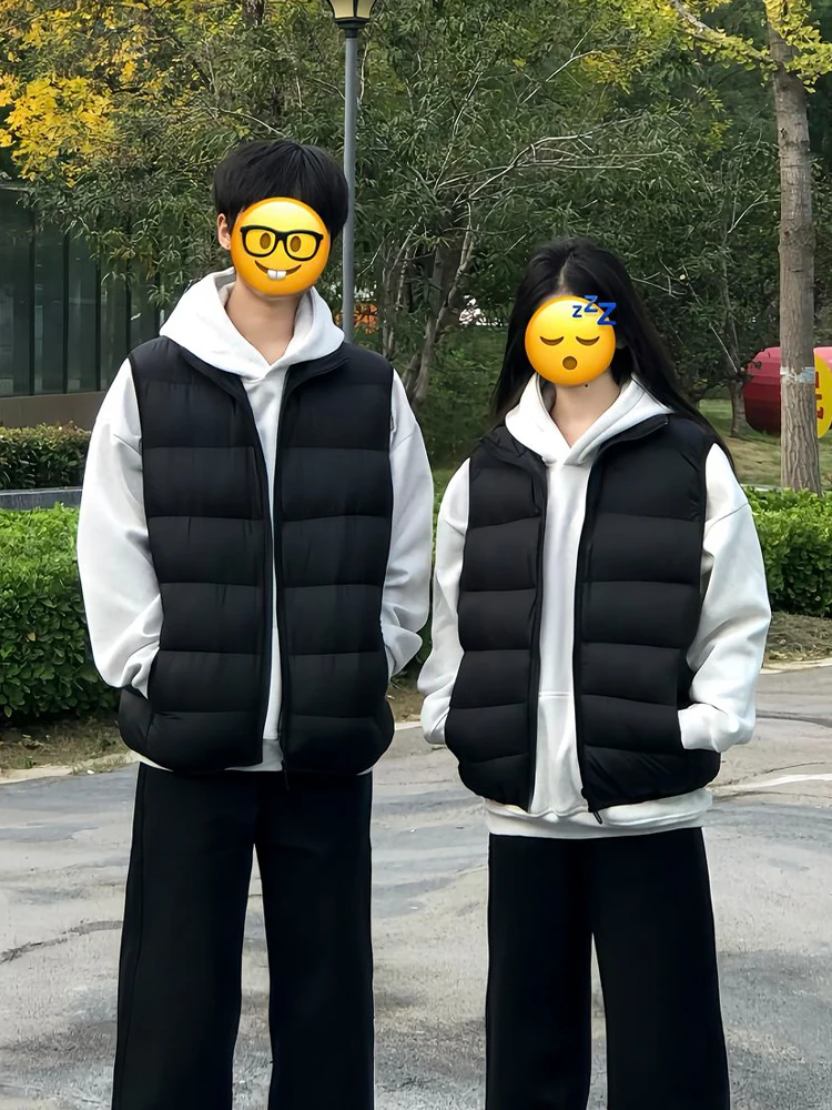 

Bla Stand Collar down Vest Men's Autumn Winter Warm American Sle Layering Svel Outerwear oulder Bared Vest Cotton...