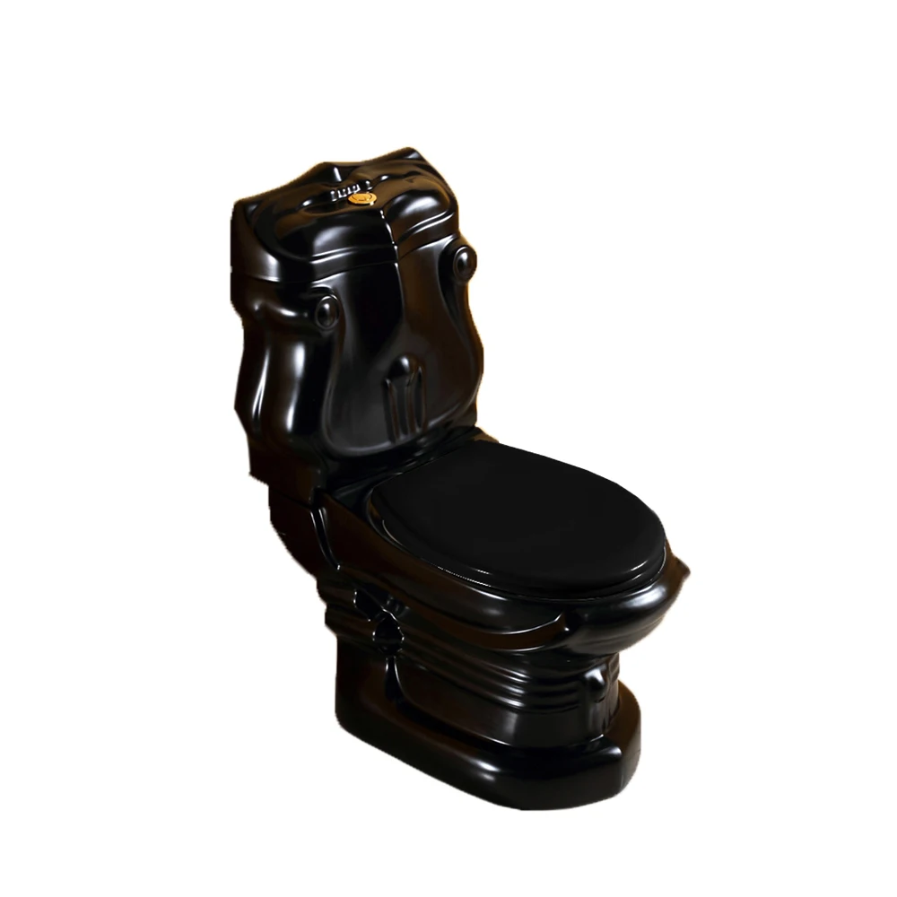 Modern design color sanitary wc washdown flush porcelain western style black two piece toilet