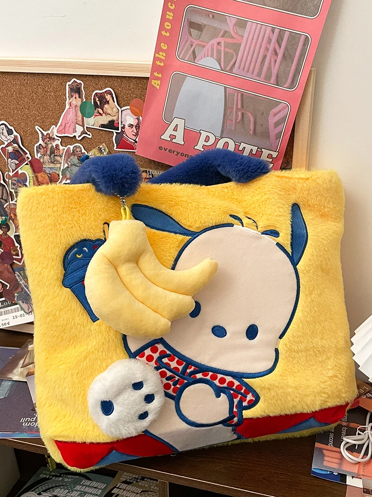 Sac à bandoulière en peluche Sanurgente, sac à dos en peluche Kawaii, sac à main Kitty, sac messager initié, fourre-tout Kuromi Pochacco, cadeau