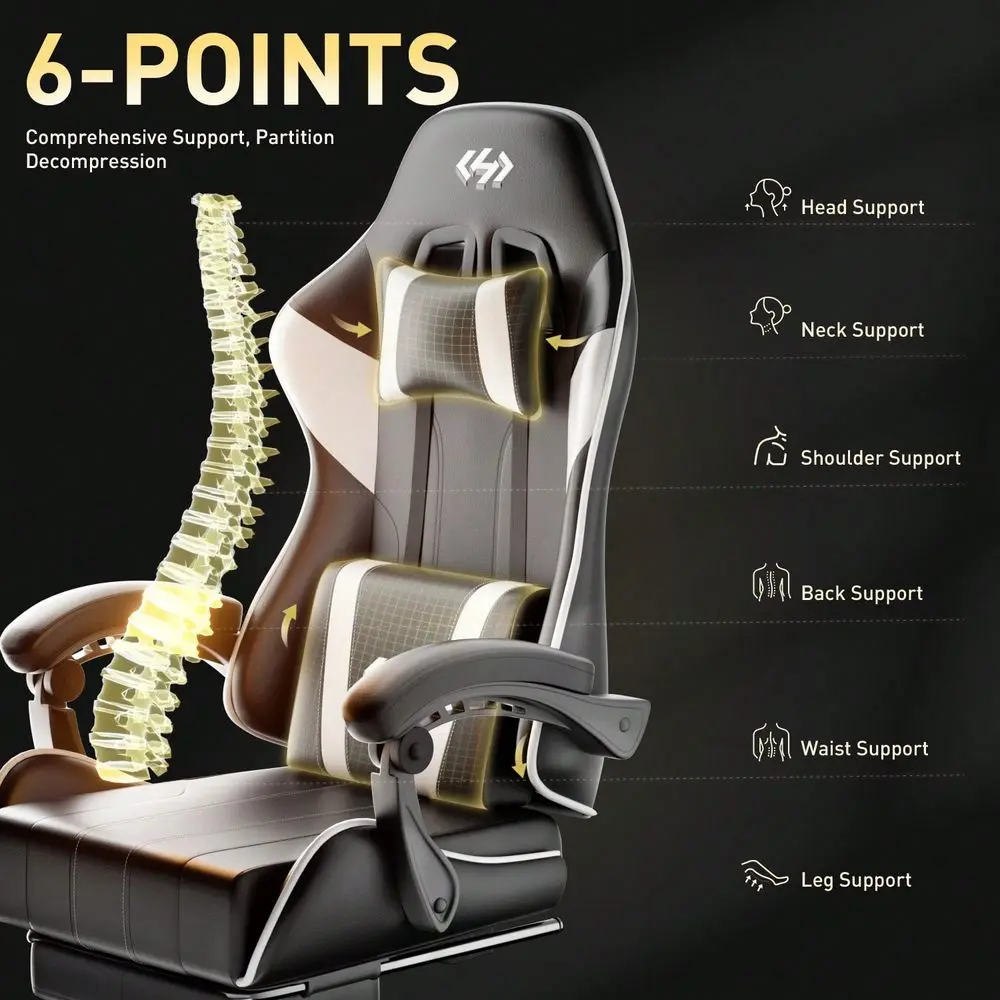 Gaming Chair With Pocket Spring Cushion, Video Game Chair, Gaming Computer Chair, Ergonomic Chairs With Headrest And Lumbar Sup