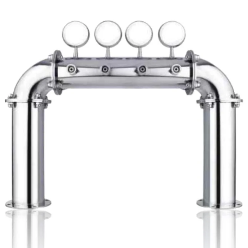 Stainless Steel Door Type 4-head Wine Column Bar Table U-shaped Wine Tower with Light Draft Beer Machine Commercial