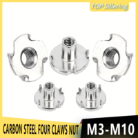 5/10/50pcs Carbon Steel Four Claws Nut M4 M5 M6 M8 Speaker T-nut Blind Four Pronged Insert Tee Nut For Wood Furniture Hardware