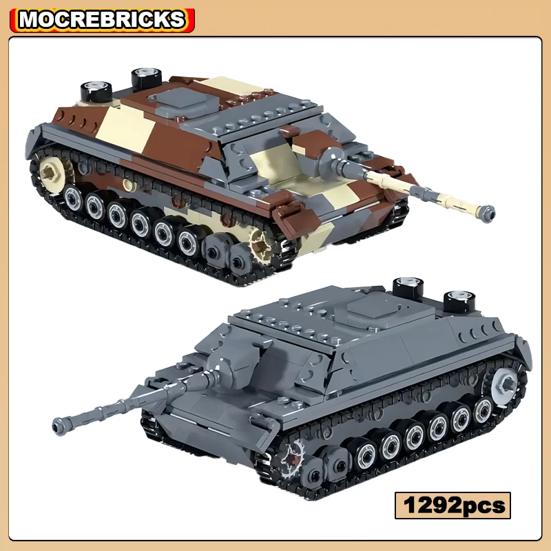 Bloques de construcción MOC para niños, juguete de ladrillos para armar pistola autopropulsada de la Segunda Guerra Mundial, vehículo blindado, modelo jgdpanzer IV L70