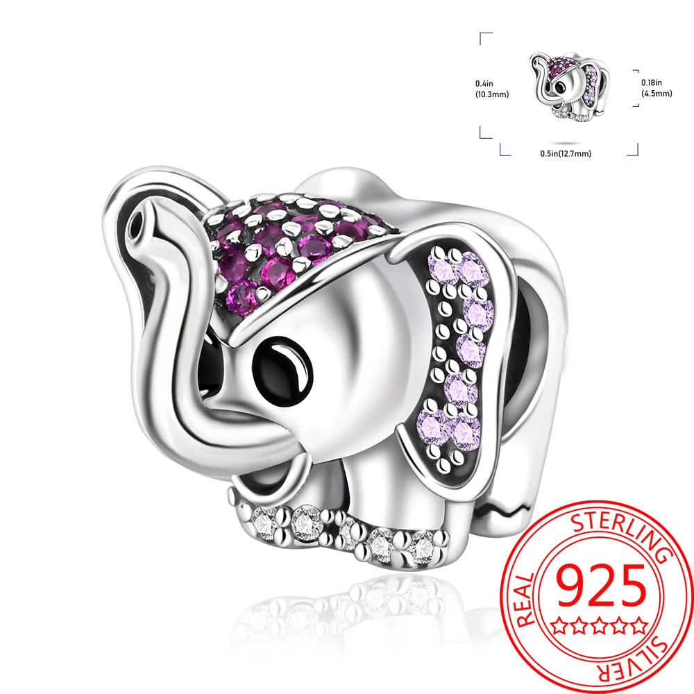 Colgante de plata de ley 925 para mujer, accesorio de joyería con forma de flor de oreja grande, colmillo de elefante, compatible con pulsera,