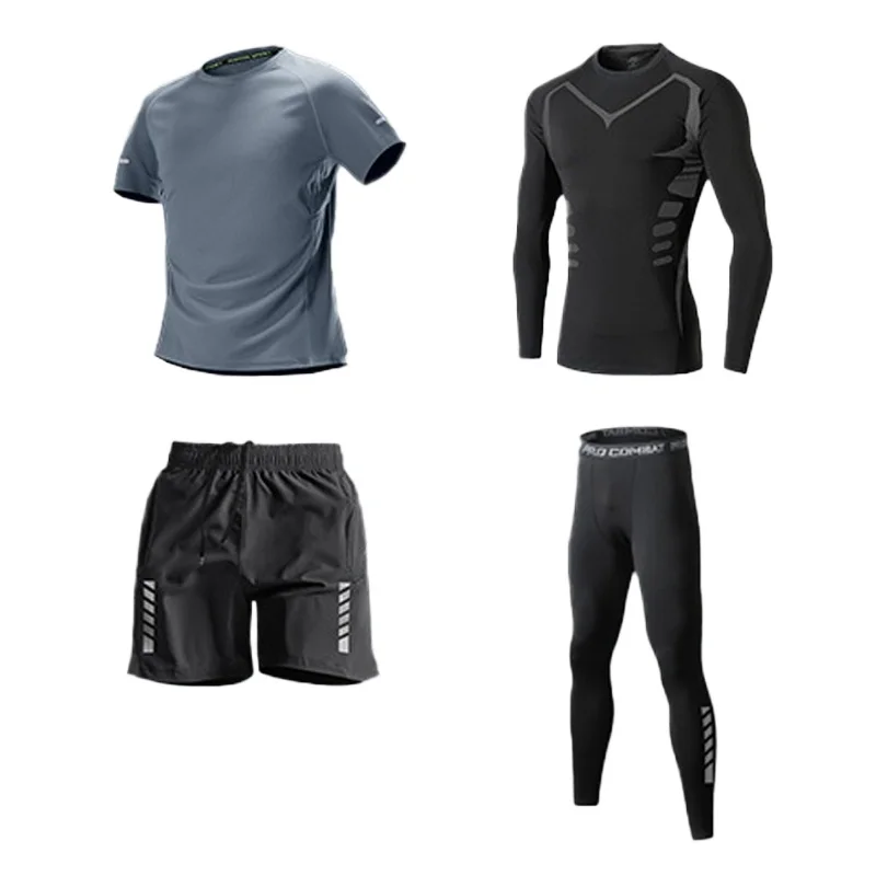 2026 Training Suit 4-Piece Set Men's Sportswear Training Gear Breathable Fitness Outfit for Comfortable Summer Exercise Clothing