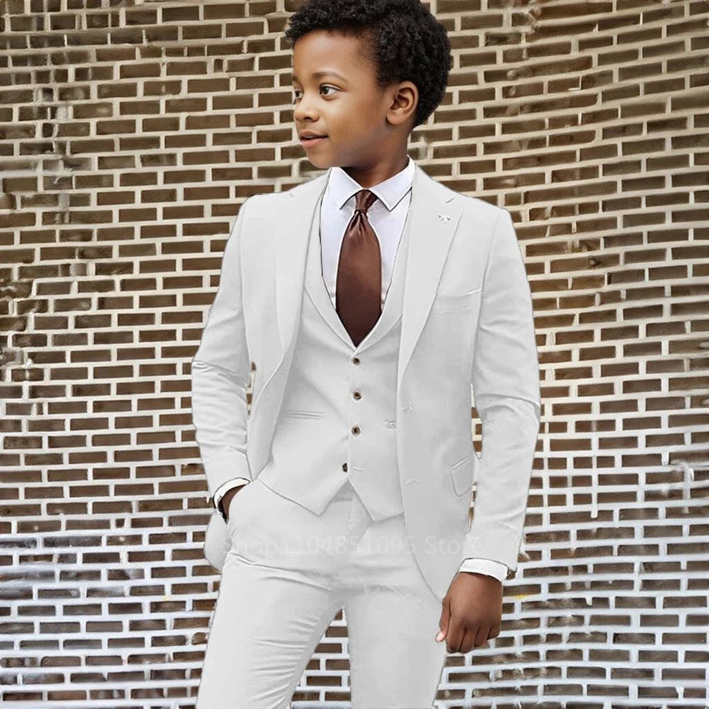 3PCS Boys Suit Kid Wedding Easter Church Outfit Set Teenage School Graduation Prom Photography Performance Birthday Party Tuxedo