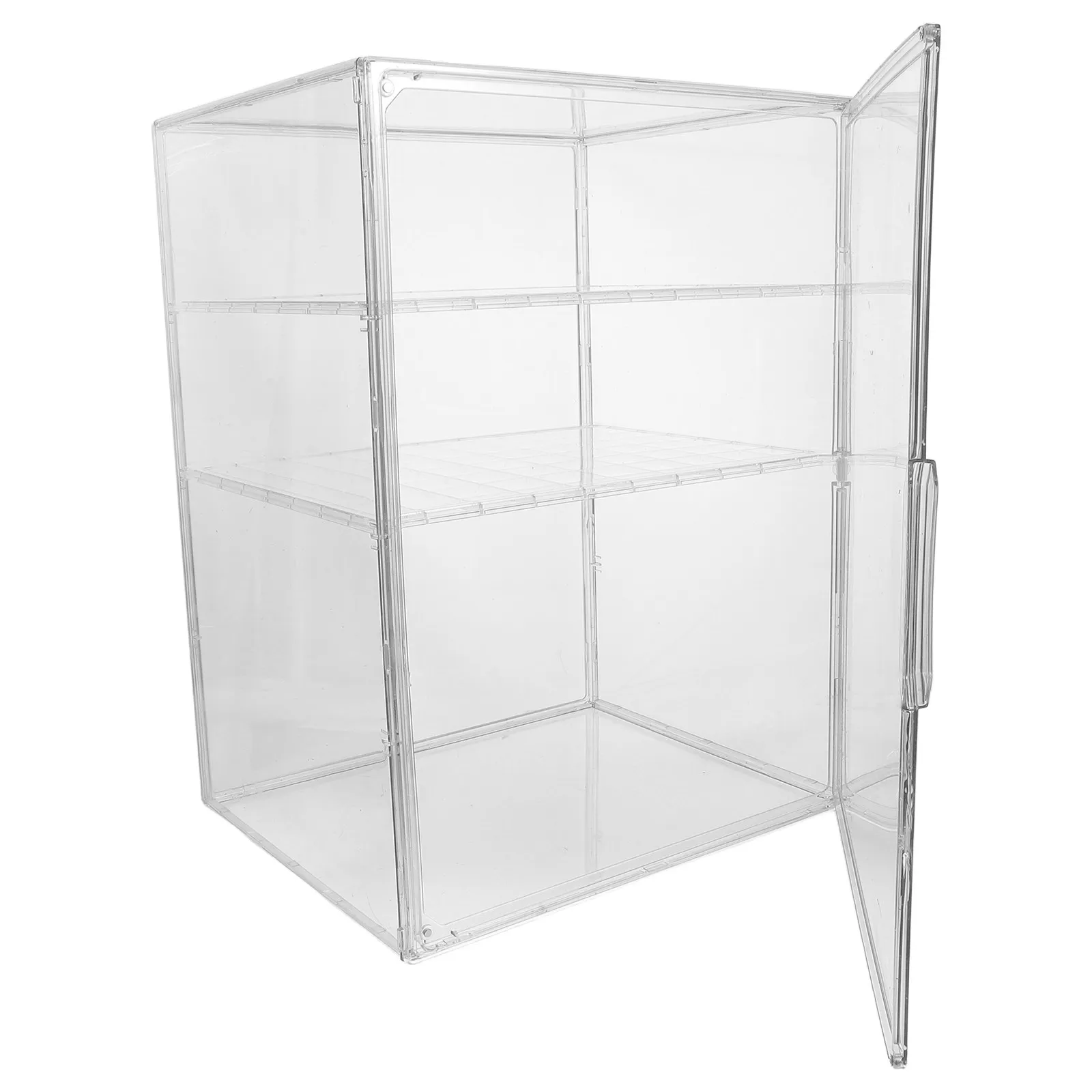 3-Tier Baby Bottle Storage Organizer Transparent Acrylic Adjustable Shelf Magnetic Door Countertop Nursery Feeding Bottle