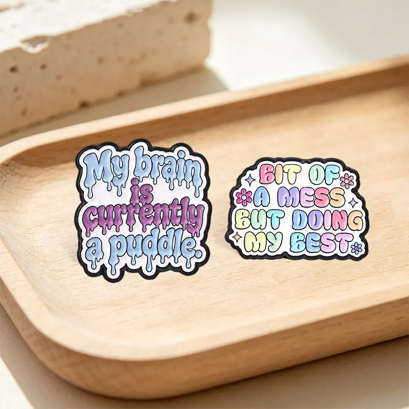 Funny Sassy Quote Enamel Pins Everything Is Fine I Can Do All Things Through Spite Humor Snarky Text Brooches Badge Jewelry Gift