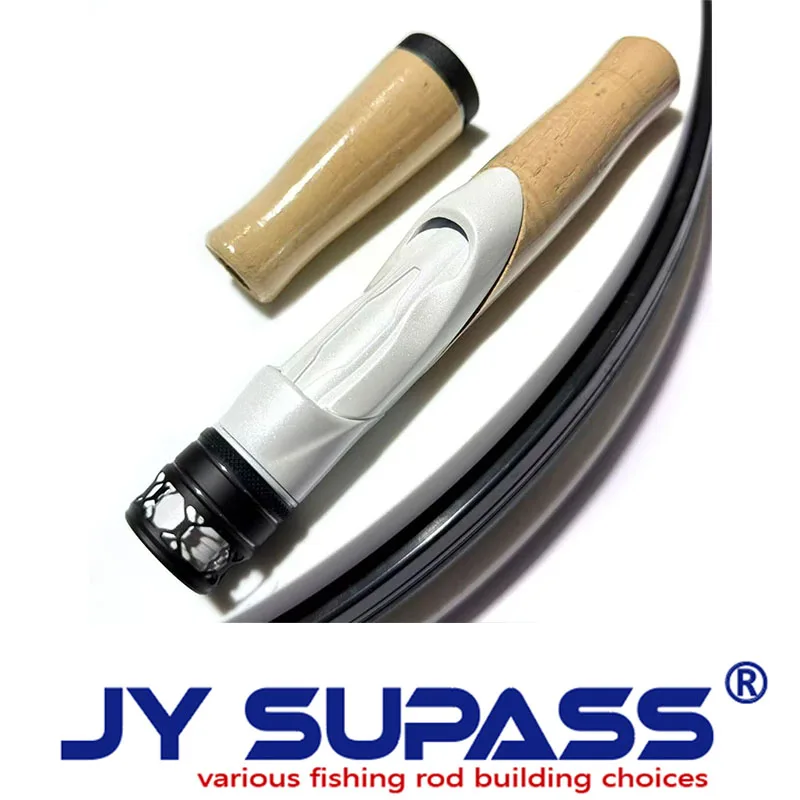 JY SUPASS GSS shiny white color reelseat fishing rod building  spinning reel seat eva handle set