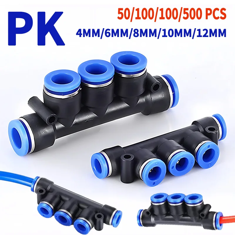 

PK 5-Way Pneumatic Fitting Pipe Connector Tube Quick Fittings for Air&Water - Push In Hose Coupling (4mm, 6mm, 8mm, 10mm, 12mm)