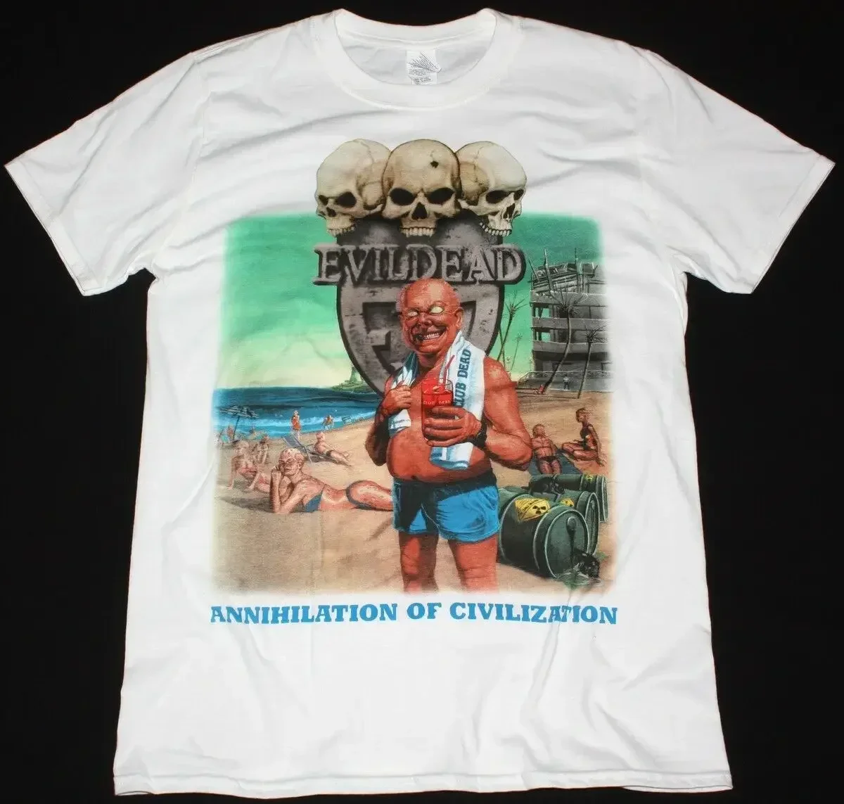 EVILDEAD ANNIHILATION OF CIVILIZATION THRASH NUCLEAR ASSAULT NEW WHITE T SHIRT