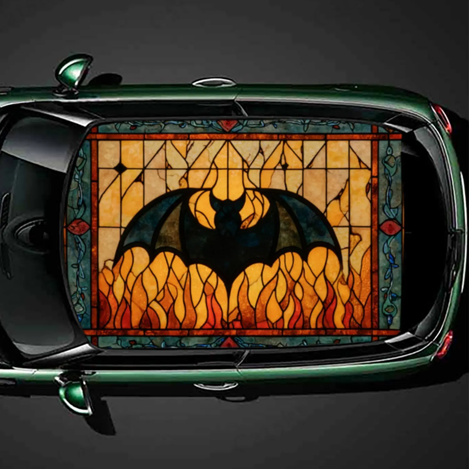 Etiqueta engomada del tejado del coche del murciélago del arte del vidrieras, calcomanía impermeable autoadhesiva del vinilo del coche del PVC, pegatinas de protección de la decoración del coche, fácil I