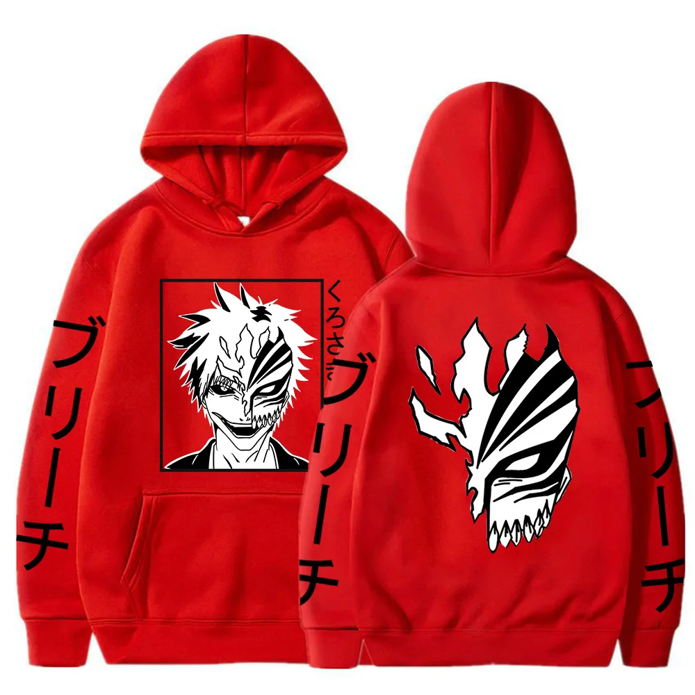 Bleach Kurosaki ichigo Anime Harajuku Hoodies Gothic Cartoon Manga Mask Boy Graphic Men Women Winter Long Sleeves Sweatshirts