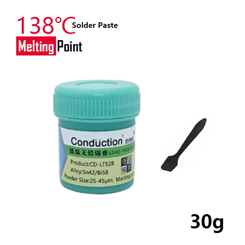 15-55g Sn42/Bi58 Lead Free Solder Paste 138℃ Melting Point Low Temperature No Clean for SMD IC Phone PCB TV BGA Welding Tools