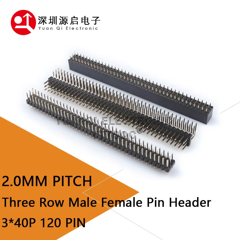 2.0mm 2.0 3*40P Three Row Male Female Right Angle R/A Breakaway PCB Straight Pin Header Socket Connector Pinheader 3X40PIN 120P