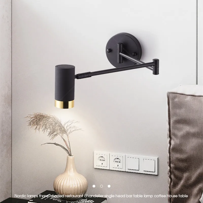 Modern Adjustable LED Touch Sensor Wall Lamps Swing Long Arm Internal Wall Switch Household Bedside Lighting Decor Sconce Lights