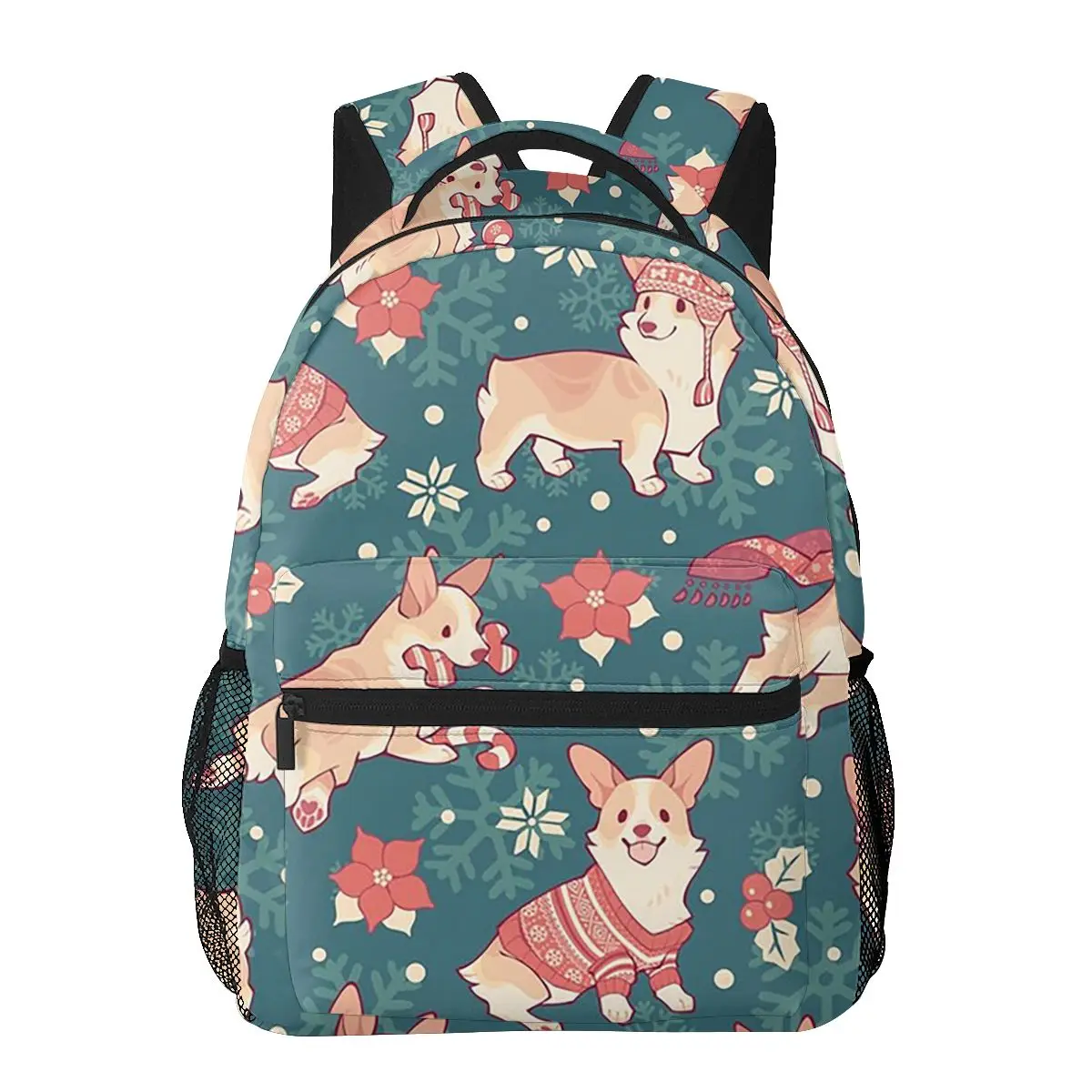 حقائب ظهر Corgis in Homely Teal ، حقائب مدرسية للأطفال ، حقيبة كتب للأولاد والبنات ، حقيبة ظهر كرتونية ، حقيبة كتف ، سعة كبيرة ، شتاء