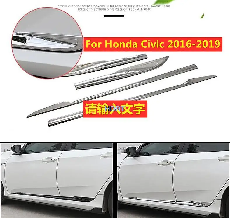 

Для Honda Civic 2016-2019 нательная полоса Боковая дверь юбка наклейка молдинг внешняя наклейка Стайлинг Аксессуары высокое качество и Durab