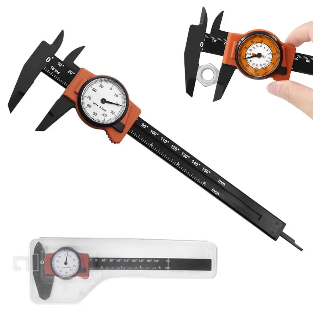 Dial Caliper Metric 0 - 150mm Imperial 0 - 6 Inch Vernier Caliper with Dial Measuring Tools Carpentry Tool Ruler Micrometer