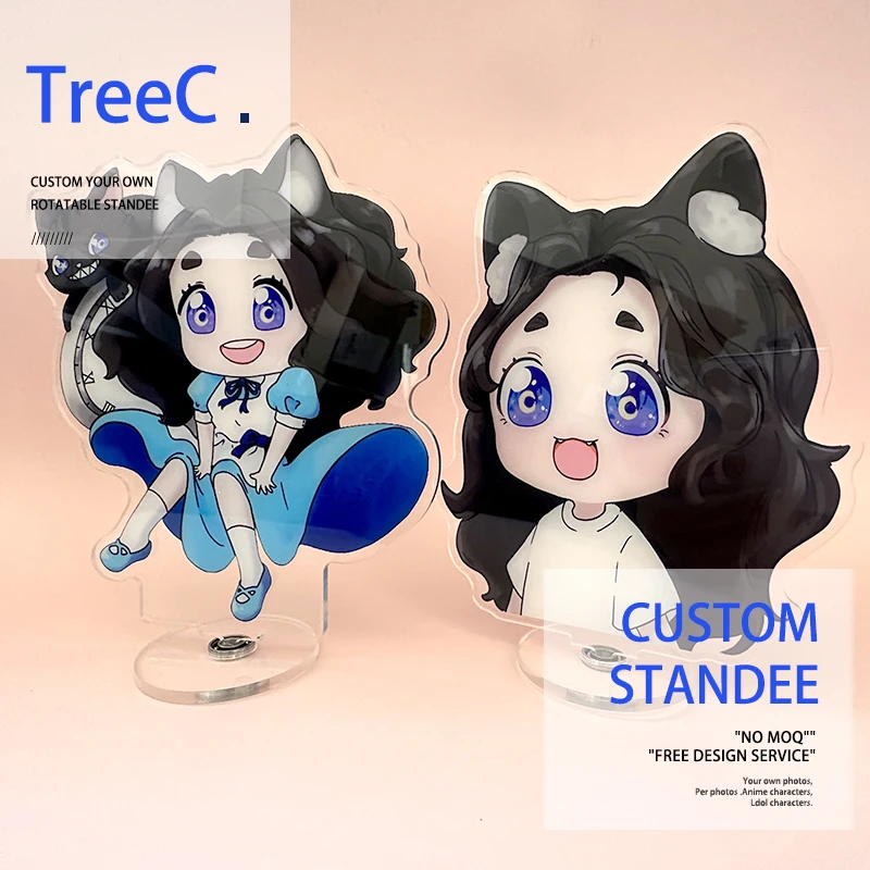 

Custom Stand Rotatable Anime Figure Clear Acrylic Model Plate Desk Decor Photo Standing Sign Keychain Standee Personalized Gifts