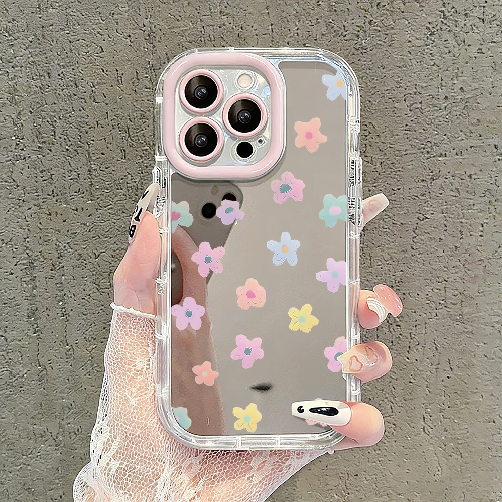 Ölgemälde Rosa Blumen Luftkissen Spiegel Handyhülle für iPhone 17 15 14 16 Pro Max 13 12 11 Pro X XR XS 7 8 Plus 17Air Cover – Detail 3