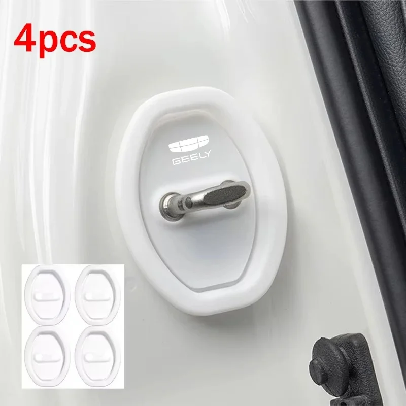 4Pcs Noise Reduction Door Lock Protector For Geely Coolray, Xingyue S, Boyue, Monjaro Silicone Shockproof Cushion Cover