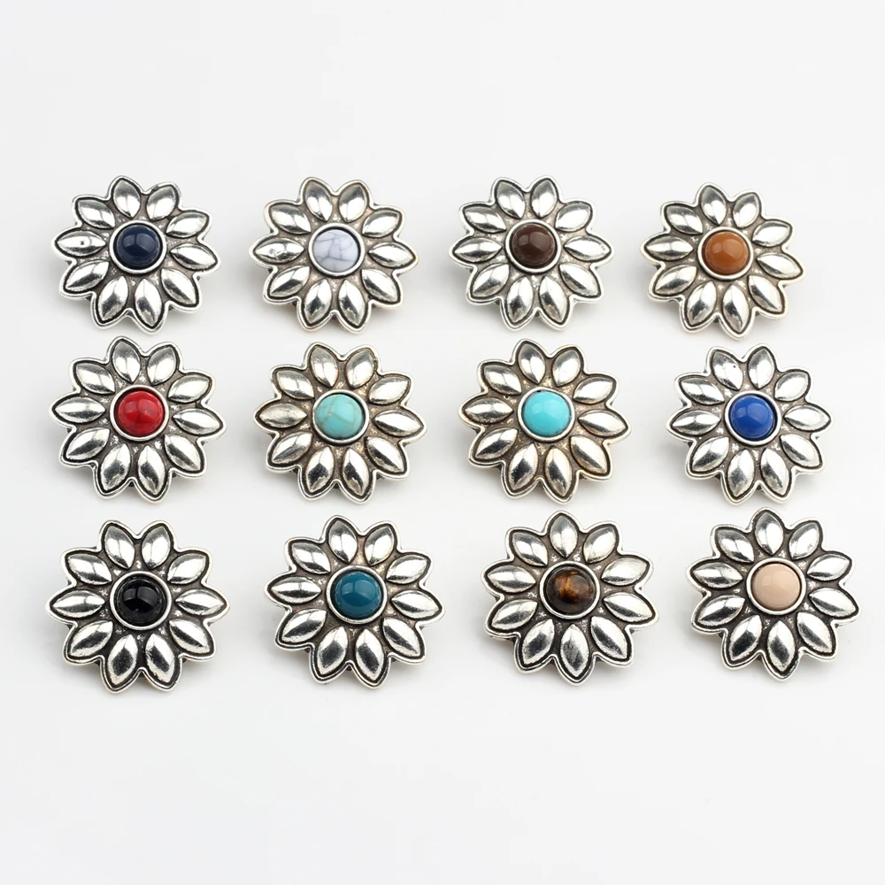 

30MM Retro Zinc Alloy Charms Cherry Flowers Concho Button Charms 3pcs/lot For DIY Jewelry Bags Accessories