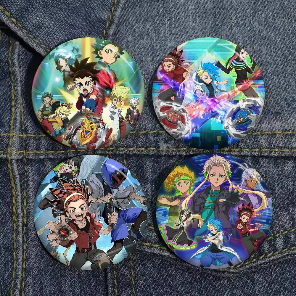 Anime B-beyblade X Creative Pins Funny Faces Round Snap-in Brooch Badge Backpack Hat Accessories Jewelry Gifts