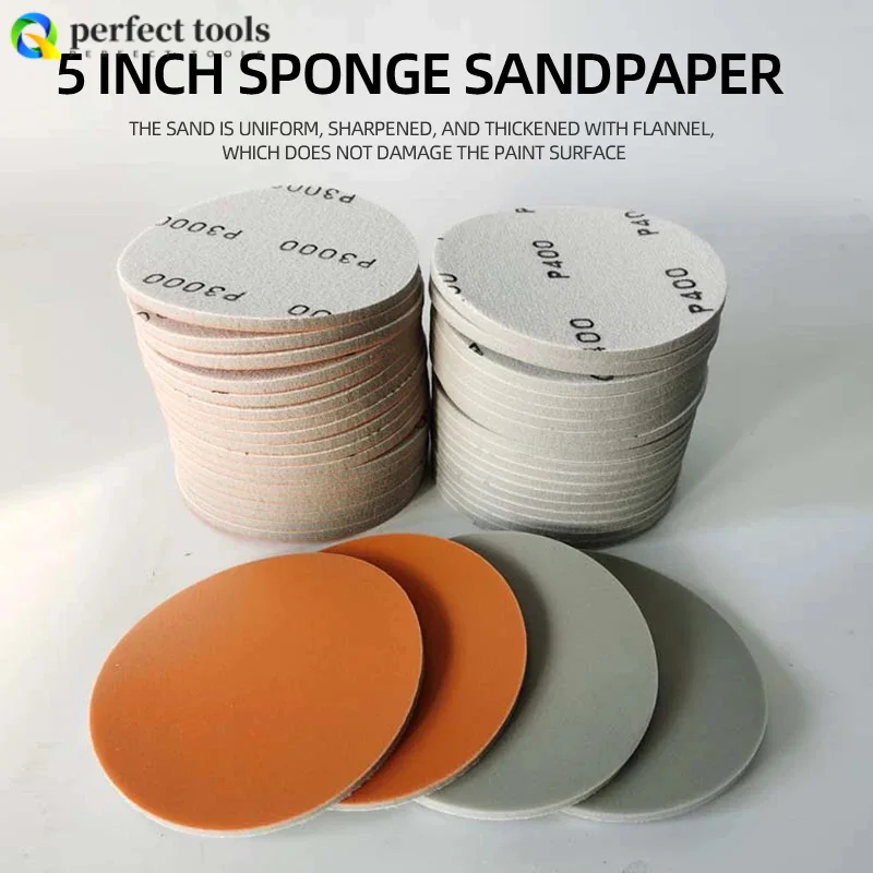 20pcs 5 Inch 125mm Abrasive Hand Sanding Sponge Block Automotive Aluminum Oxide Polishing Sandpaper