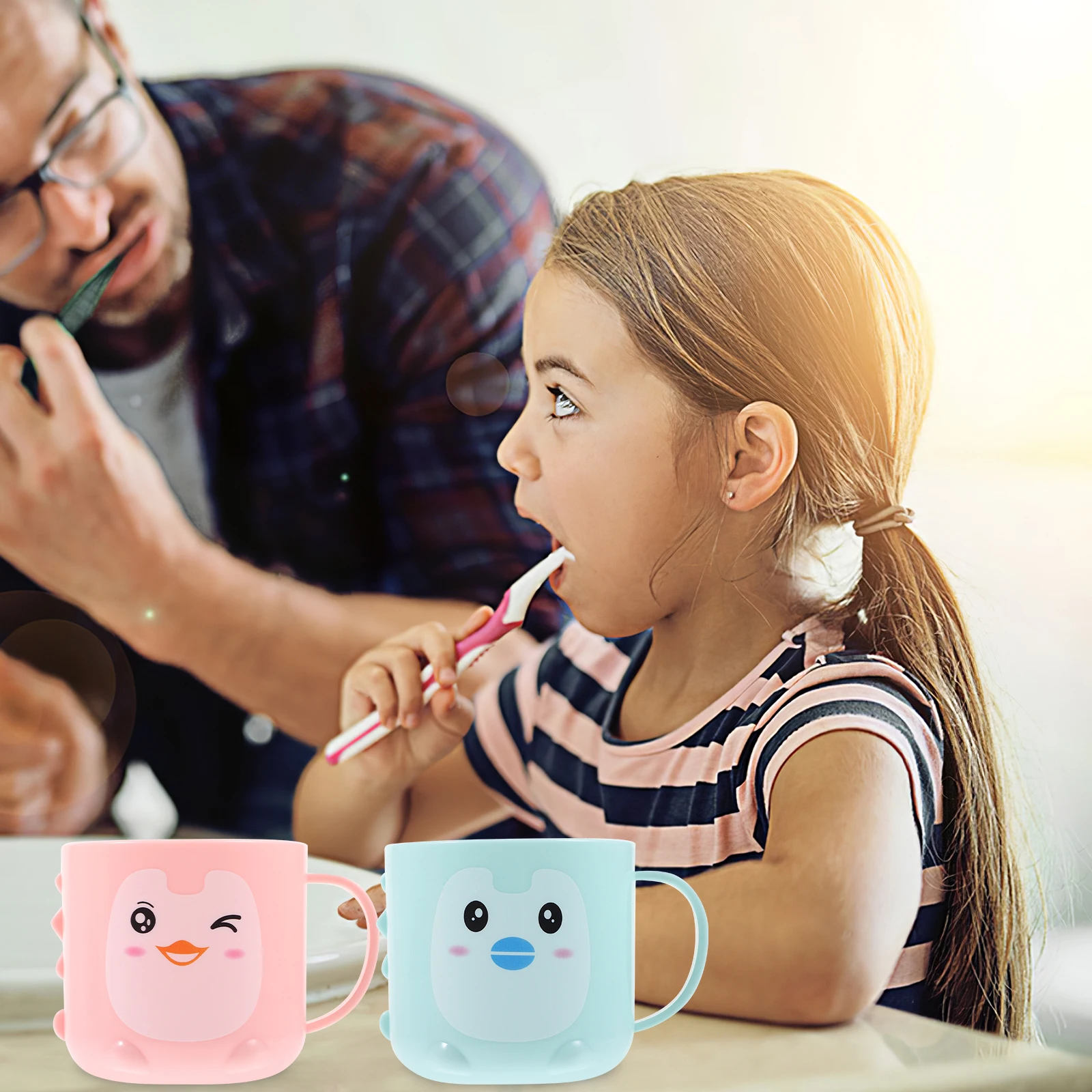 

4 Pcs Kids Cartoon Baby Toothbrush Cup Plastic Glass Bathroom Wash Holder Large Capacity Mouthwash Cup For Home Use